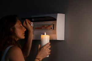 side-view-woman-checking-electrical-panel